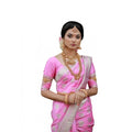 Seduva Women's Soft Lichi Silk Printed Saree With Unstitched Blouse 5.5Mtr (Pink)