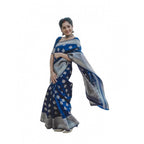 Seduva Women's Soft Lichi Silk Printed Saree With Unstitched Blouse 5.5Mtr (Blue)