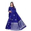 Seduva Women's Soft Lichi Silk Printed Saree With Unstitched Blouse 5.5Mtr (Blue)