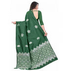 Seduva Women's Soft Lichi Silk Printed Saree With Unstitched Blouse 5.5Mtr (Green)