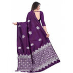 Seduva Women's Soft Lichi Silk Printed Saree With Unstitched Blouse 5.5Mtr (Purple)