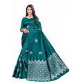 Seduva Women's Soft Lichi Silk Printed Saree With Unstitched Blouse 5.5Mtr (Rama)