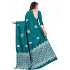 Seduva Women's Soft Lichi Silk Printed Saree With Unstitched Blouse 5.5Mtr (Rama)