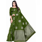 Seduva Women's Soft Lichi Silk Printed Saree With Unstitched Blouse 5.5Mtr (Green)