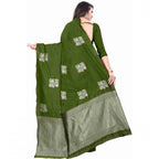 Seduva Women's Soft Lichi Silk Printed Saree With Unstitched Blouse 5.5Mtr (Green)