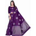 Seduva Women's Soft Lichi Silk Printed Saree With Unstitched Blouse 5.5Mtr (Purple)