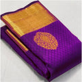 Seduva Women's Soft Lichi Silk Printed Saree With Unstitched Blouse 5.5Mtr (Purple)