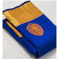 Seduva Women's Soft Lichi Silk Printed Saree With Unstitched Blouse 5.5Mtr (Royal-Blue)