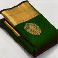 Seduva Women's Soft Lichi Silk Printed Saree With Unstitched Blouse 5.5Mtr (Green)