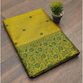 Seduva Women's Soft Lichi Silk Printed Saree With Unstitched Blouse 5.5Mtr (Green)