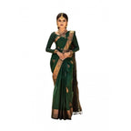 Seduva Women's Soft Lichi Silk Printed Saree With Unstitched Blouse 5.5Mtr (Green)