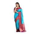 Seduva Women's Soft Lichi Silk Printed Saree With Unstitched Blouse 5.5Mtr (Sky-Blue)