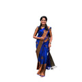 Seduva Women's Soft Lichi Silk Printed Saree With Unstitched Blouse 5.5Mtr (Navy-Blue)
