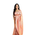 Seduva Women's Soft Lichi Silk Printed Saree With Unstitched Blouse 5.5Mtr (Peach)