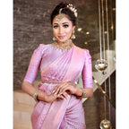Seduva Women's Soft Lichi Silk Printed Saree With Unstitched Blouse 5.5Mtr (Pink)