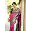 Seduva Women's Soft Lichi Silk Printed Saree With Unstitched Blouse 5.5Mtr (Pink)