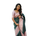 Seduva Women's Soft Lichi Silk Printed Saree With Unstitched Blouse 5.5Mtr (Green)