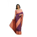 Seduva Women's Soft Lichi Silk Printed Saree With Unstitched Blouse 5.5Mtr (Purple)