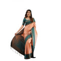 Seduva Women's Soft Lichi Silk Printed Saree With Unstitched Blouse 5.5Mtr (Orange)