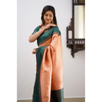 Seduva Women's Soft Lichi Silk Printed Saree With Unstitched Blouse 5.5Mtr (Orange)