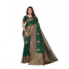 Seduva Women's Soft Lichi Silk Printed Saree With Unstitched Blouse 5.5Mtr (Green)