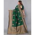 Seduva Women's Soft Lichi Silk Printed Saree With Unstitched Blouse 5.5Mtr (Green)