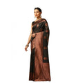 Seduva Women's Soft Lichi Silk Printed Saree With Unstitched Blouse 5.5Mtr (Black)