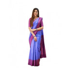 Seduva Women's Soft Lichi Silk Printed Saree With Unstitched Blouse 5.5Mtr (Blue)