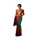 Seduva Women's Soft Lichi Silk Printed Saree With Unstitched Blouse 5.5Mtr (Green)