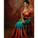 Seduva Women's Soft Lichi Silk Printed Saree With Unstitched Blouse 5.5Mtr (Green)