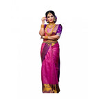 Seduva Women's Soft Lichi Silk Printed Saree With Unstitched Blouse 5.5Mtr (Pink)