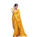 Seduva Women's Soft Lichi Silk Printed Saree With Unstitched Blouse 5.5Mtr (Yellow)