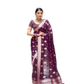 Seduva Women's Soft Lichi Silk Printed Saree With Unstitched Blouse 5.5Mtr (Purple)