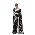 Seduva Women's Soft Lichi Silk Printed Saree With Unstitched Blouse 5.5Mtr (Black)