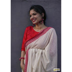 Seduva Women's Soft Lilan Printed Saree With Unstitched Blouse 5.5Mtr (White)