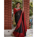 Seduva Women's Soft Lilan Printed Saree With Unstitched Blouse 5.5Mtr (Black)