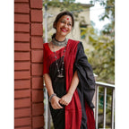 Seduva Women's Soft Lilan Printed Saree With Unstitched Blouse 5.5Mtr (Black)