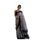 Seduva Women's Soft Lilan Printed Saree With Unstitched Blouse 5.5Mtr (Black)