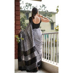 Seduva Women's Soft Lilan Printed Saree With Unstitched Blouse 5.5Mtr (Black)