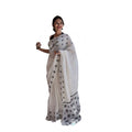 Seduva Women's Soft Lilan Printed Saree With Unstitched Blouse 5.5Mtr (White)