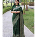 Seduva Women's Soft Lichi Silk Printed Saree With Unstitched Blouse 5.5Mtr (Green)