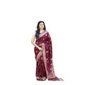 Seduva Women's Soft Lichi Silk Printed Saree With Unstitched Blouse 5.5Mtr (Wine)