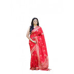 Seduva Women's Soft Lichi Silk Printed Saree With Unstitched Blouse 5.5Mtr (Red)
