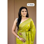 Seduva Women's Soft Lichi Silk Printed Saree With Unstitched Blouse 5.5Mtr (Green)