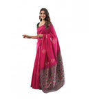 Seduva Women's Soft Lichi Silk Printed Saree With Unstitched Blouse 5.5Mtr (Pink)
