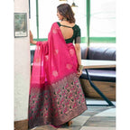 Seduva Women's Soft Lichi Silk Printed Saree With Unstitched Blouse 5.5Mtr (Pink)