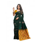 Seduva Women's Soft Lichi Silk Printed Saree With Unstitched Blouse 5.5Mtr (Green)