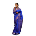 Seduva Women's Soft Lichi Silk Printed Saree With Unstitched Blouse 5.5Mtr (Blue)
