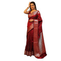 Seduva Women's Soft Lichi Silk Printed Saree With Unstitched Blouse 5.5Mtr (Maroon)