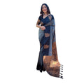 Seduva Women's Soft Lichi Silk Printed Saree With Unstitched Blouse 5.5Mtr (Grey)
